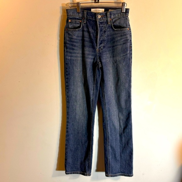 DENIM FORUM Sz 24 Jeans The Arlo High Rise Straight 28L Button Fly in Blue - Picture 2 of 12
